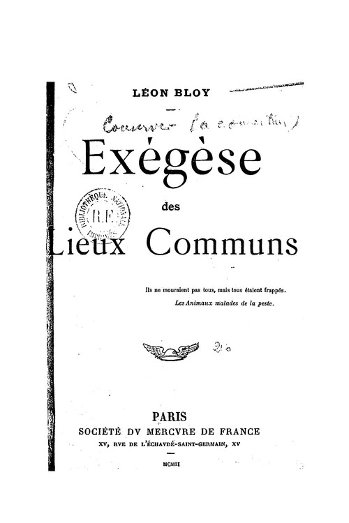 Exégèse des lieux communs