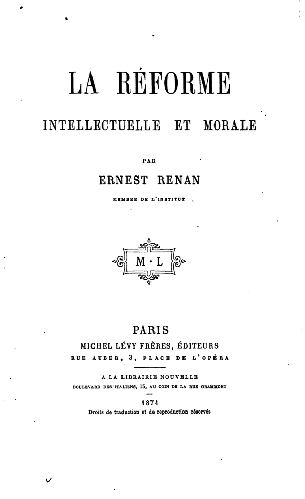 La Réforme intellectuelle et morale
