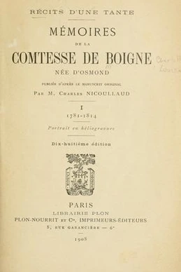 Récits d'une tante. Mémoires de la comtesse de Boigne