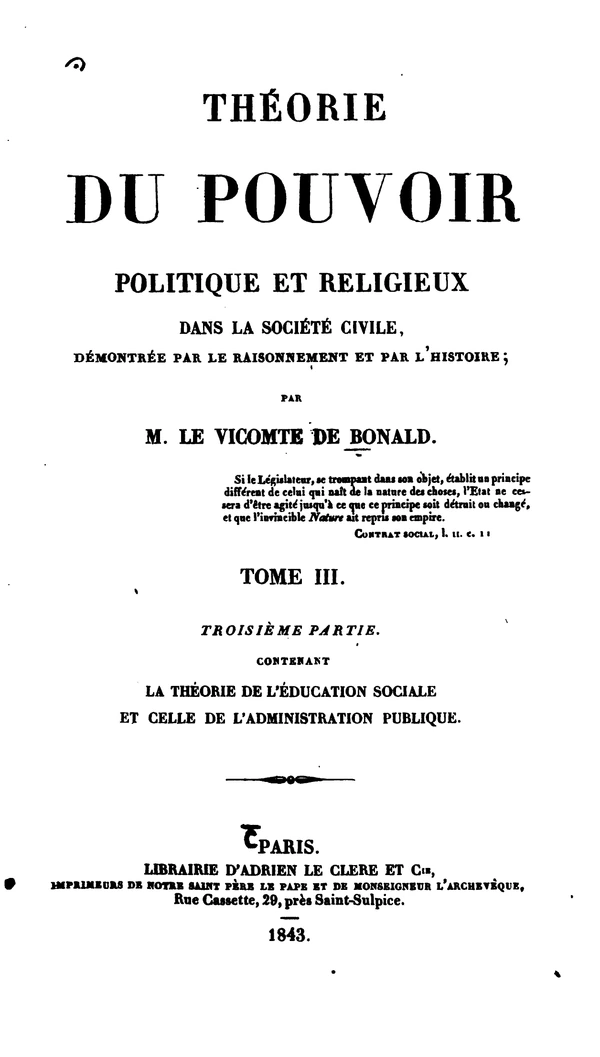Théorie du pouvoir politique et religieux